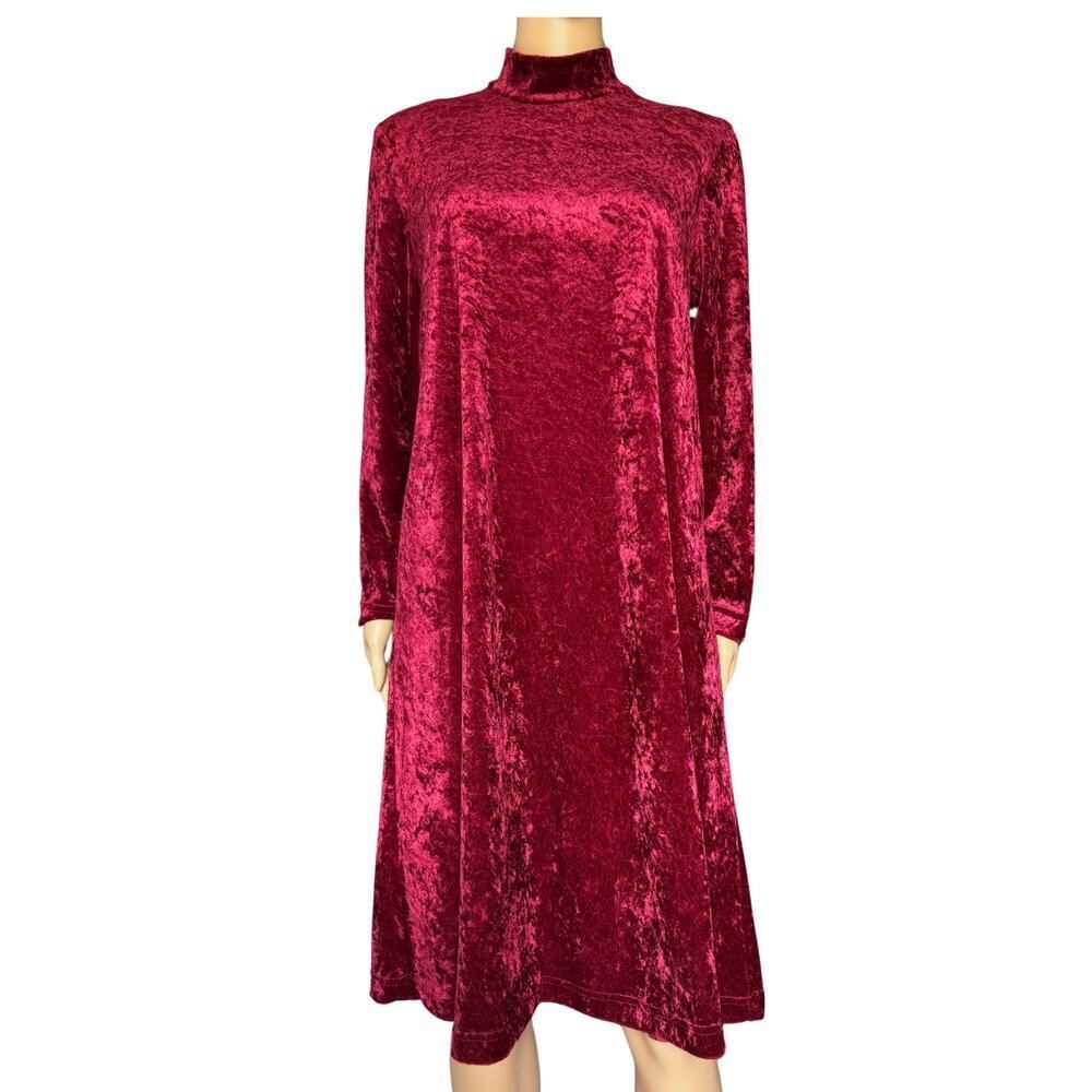 Teddi Petite Dress Womens Burgundy Red Velvet Witchcore Goth Vampire 90s Vintage